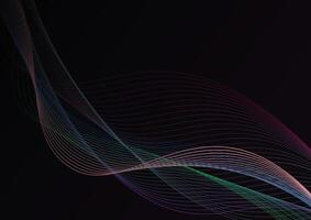 Abstract purple line wave green pattern dark background vector