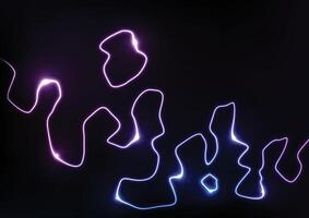 Neon line wave abstract digital dynamic dark background vector