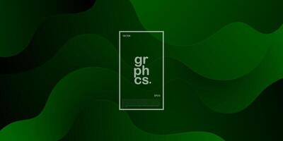 Abstract 3d background papercut with dark green color background. Liquid gradient color on background. Geometric wavy shapes pattern. Eps10 vector