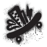Skateboard graffiti sprayed with spray paint isolated on white background. EPS 10. vector