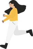 Running girl. Run. isolate on a white background in cartoon flat style. vector