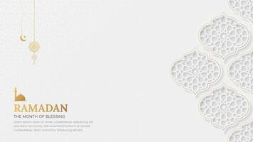 Ramadan Kareem ornamental greeting card with decorative Arabic pattern frames vector