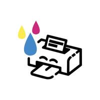Printer Icon with Editable Stroke and Pixel Perfect vector