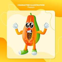 Cute papaya character showing off his muscles vector
