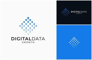 Abstract Data Analysis Growth Digital Technology Solution Innovation Logo Design Illustration vector