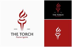 Abstract Torch Fire Ignite Lit Flame Blaze Burn Flaming Flammable Logo Design Illustration vector