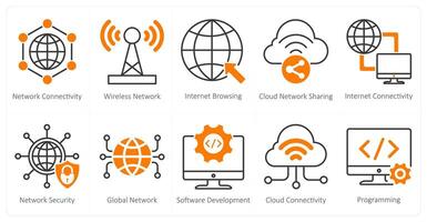 A set of 10 seo icons as network connectivity, wireless network, internet browsing vector