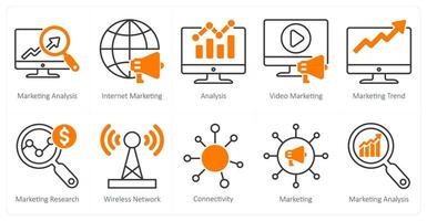 A set of 10 seo icons as marketing analysis, internet marketing, analysis vector