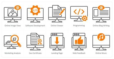 A set of 10 seo icons as online image view, software development, online viewer vector
