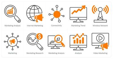 A set of 10 seo icons as marketing analysis, internet marketing, connectivity vector