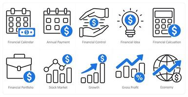 A set of 10 banking icons as financial calendar, annual payment vector