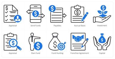 A set of 10 banking icons as appraisal, send funds, payables vector