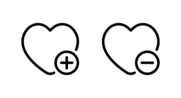Add and remove wishlist love icon. Favorite product wish list concept vector
