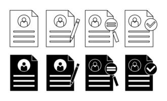 resume icon set. CV symbol. simple design isolated on white background. design for app, web, poster. vector