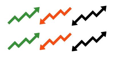 set of arrow graphic icons. increase and decrease symbols. simple design isolated on white background vector