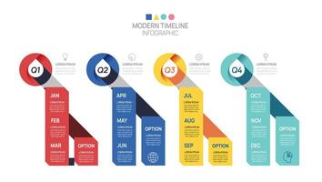 Business step timeline infographic template. Modern milestone element timeline diagram calendar and 4 quarter topics, infographics. vector