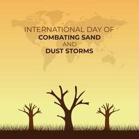 International day of Combating Sand and Dust Storms. 12 July. Template for background with banner, poster and card. flat illustration. Flat design. vector