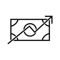 money banknote with arrow up chart, illustration of investment growth and inflation economic condition icon vector