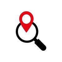 magnifying glass with location pin icon vector