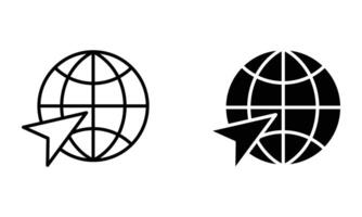 Globe with cursor arrow, internet connection icon vector