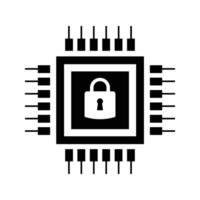 computer processor chip with padlock icon vector