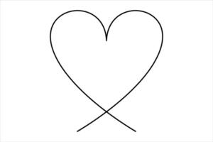 Heart continuous one line art drawing color shape Love sign outline art illustration vector