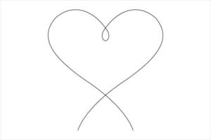 Heart continuous one line art drawing color shape Love sign outline art illustration vector