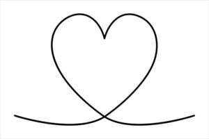 Heart continuous one line art drawing color shape Love sign outline art illustration vector