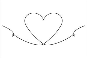 Heart continuous one line art drawing color shape Love sign outline art illustration vector