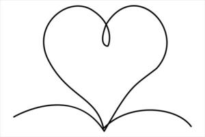 Heart continuous one line art drawing color shape Love sign outline art illustration vector