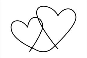 Heart continuous one line art drawing color shape Love sign outline art illustration vector