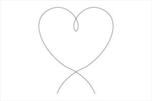 Heart continuous one line art drawing color shape Love sign outline art illustration vector