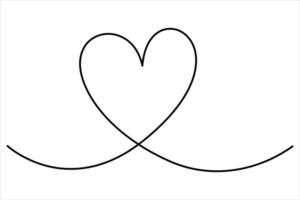 Heart continuous one line art drawing color shape Love sign outline illustration vector