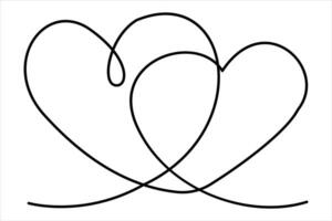 Heart continuous one line art drawing color shape Love sign outline art illustration vector
