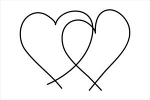 Heart continuous one line art drawing color shape Love sign outline illustration vector