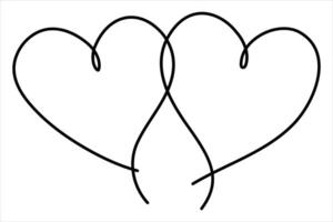 Heart continuous one line art drawing color shape Love sign outline illustration vector