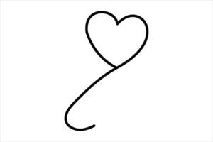 Heart continuous one line art drawing color shape Love sign outline art illustration vector