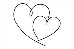 Heart continuous one line art drawing color shape Love sign outline art illustration vector