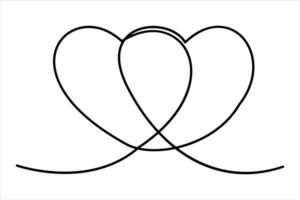 Heart continuous one line art drawing color shape Love sign outline illustration vector