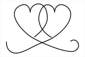Heart continuous one line art drawing color shape Love sign outline illustration vector