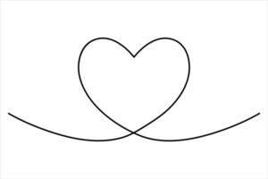 Heart continuous one line art drawing color shape Love sign outline illustration vector