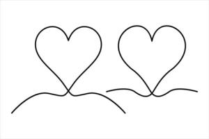 Heart continuous one line art drawing color shape Love sign outline art illustration vector