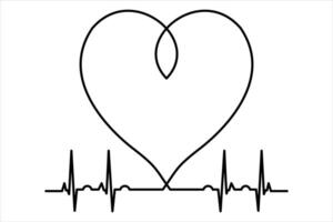 Heart continuous one line art drawing color shape Love sign outline art illustration vector