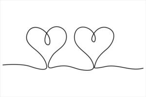 Heart continuous one line art drawing color shape Love sign outline illustration vector
