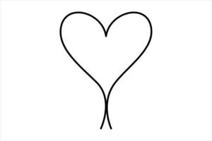 Heart continuous one line art drawing color shape Love sign outline illustration vector