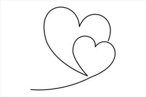 Heart continuous one line art drawing color shape Love sign outline art illustration vector