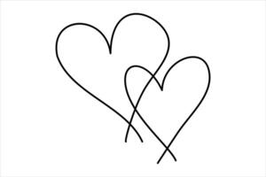 Heart continuous one line art drawing color shape Love sign outline art illustration vector