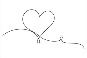 Heart continuous one line art drawing color shape Love sign outline illustration vector