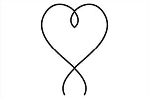 Heart continuous one line art drawing color shape Love sign outline art illustration vector
