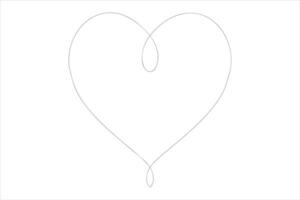 Heart continuous one line art drawing color shape Love sign outline art illustration vector